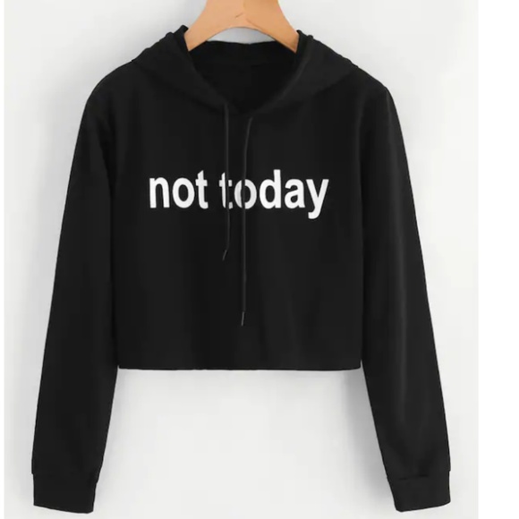 "not today" Crop top Hoodie size L💕🦄 - Picture 2 of 6